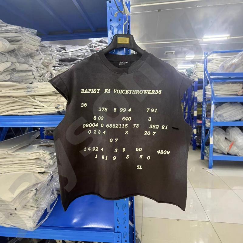 ERRDD Vintage Washed Cotton Graphic T-Shirt Oversized Letter Print Short Sleeve Crew Neck Casual Tee Washed distressed short-sleeved T-shirt