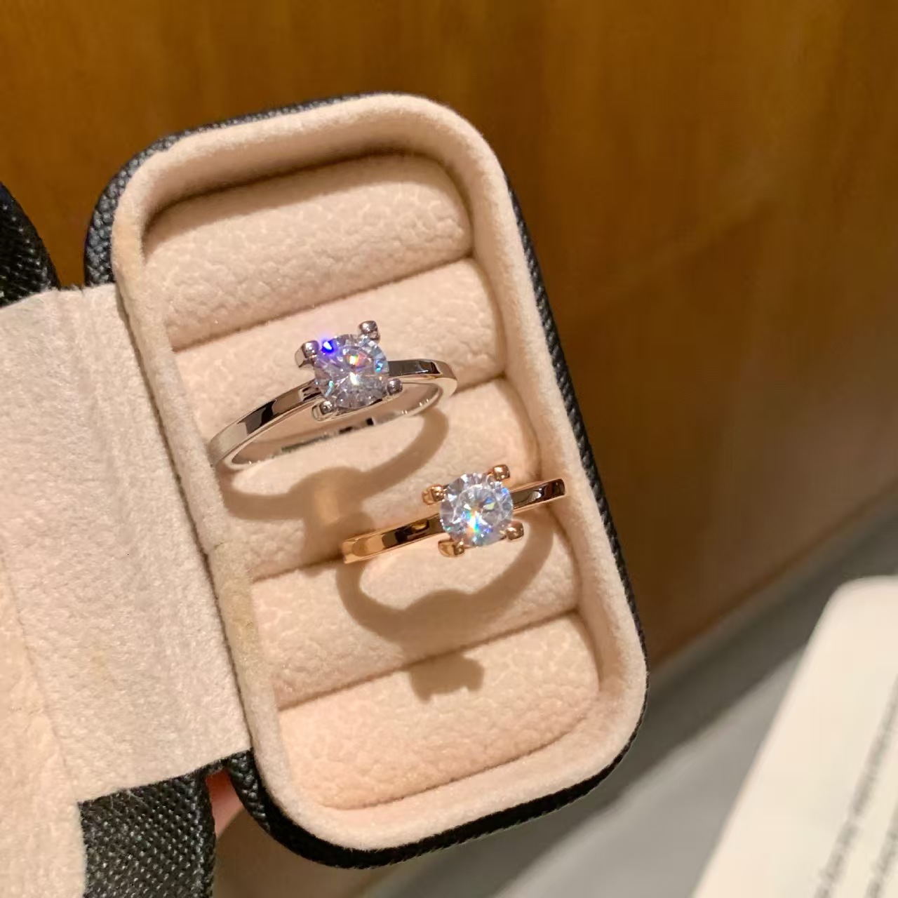 18K Gold-Plated Bull's Head Engagement Ring, Sparkling Women's Ring, 925 Sterling Silver Couple Wedding Ring