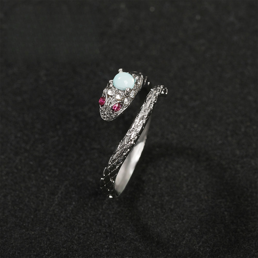 Niche design with a light luxury high-end feel, small delicate snake open ring, unique and simple Luxury Iced snake-shaped ring Out D VVS Diamond Lu