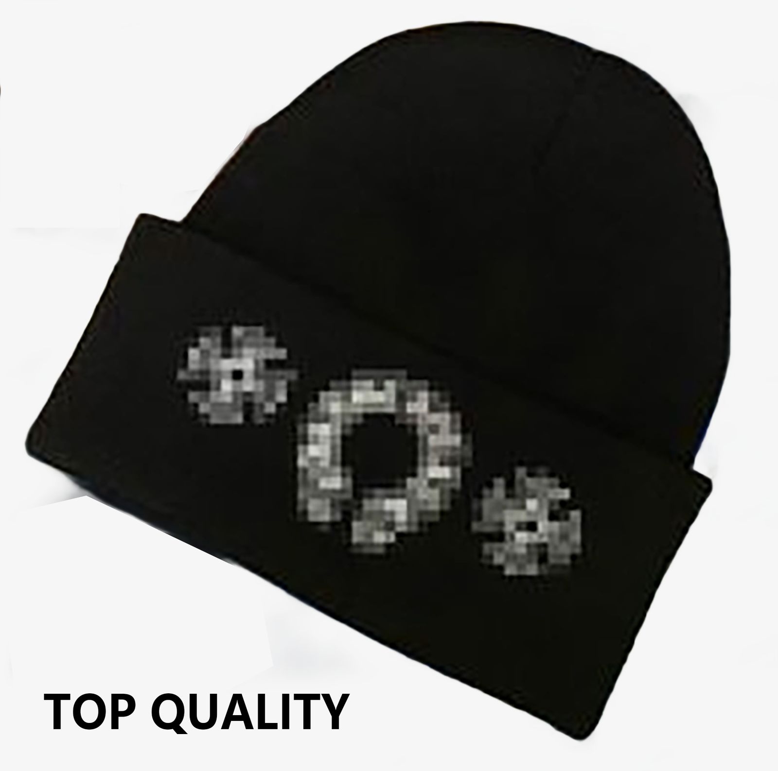 Chrome beanie fashion designer sanskrit jacquard knitted hat skullcap embroidery cross wool hat thermal hat black and white beanie hat