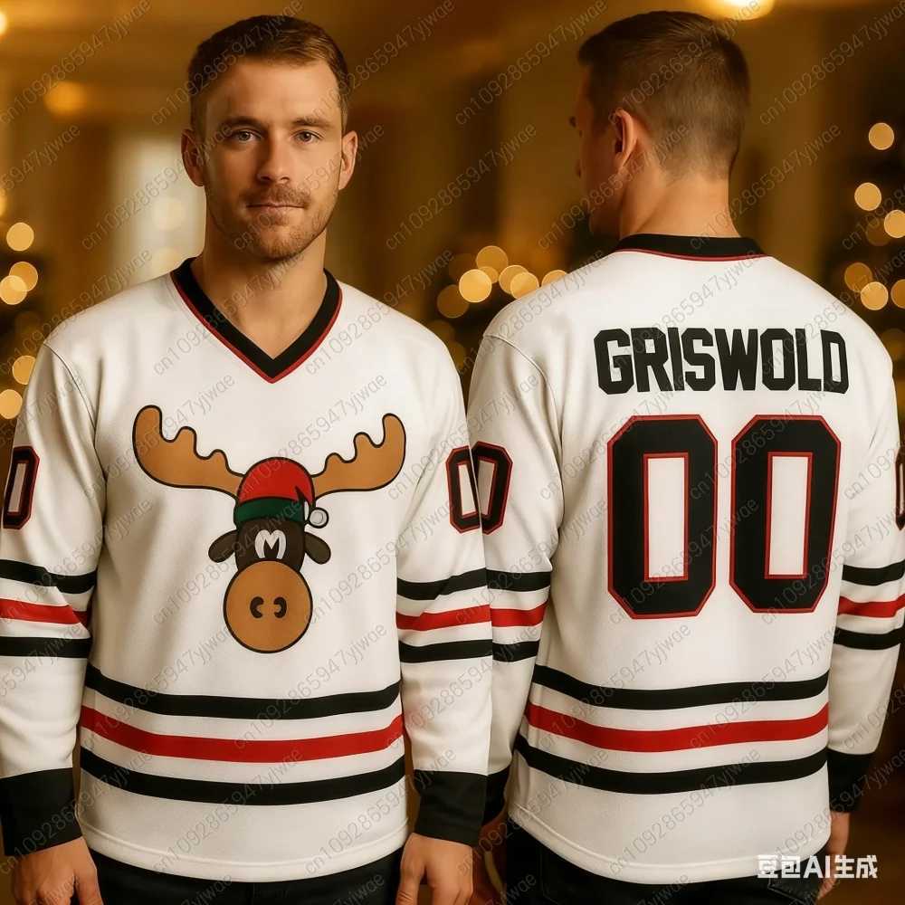2025 mens Christmas Griswold Ice Hockey Jersey Men's Sports and Leisure Training Jerseys Vintage Holiday Man v-neck T-shirt T261019