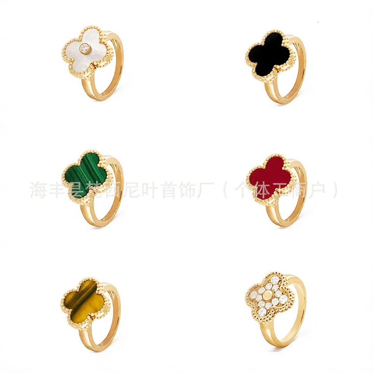 Designer Jewelry vanly cliff rings V-Shaped 18K Gold-Plated Four-Leaf Clover Ring Women Luxurious Gift Girlfriends Or Couples