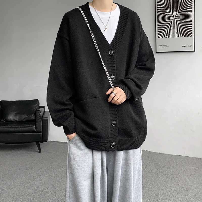 Korean Plus Size Style 8XL-M V-neck Cardigans Men Pocket Design Simple Sweater Autumn New Popular Male Casual Daily Knitted Coat M261016