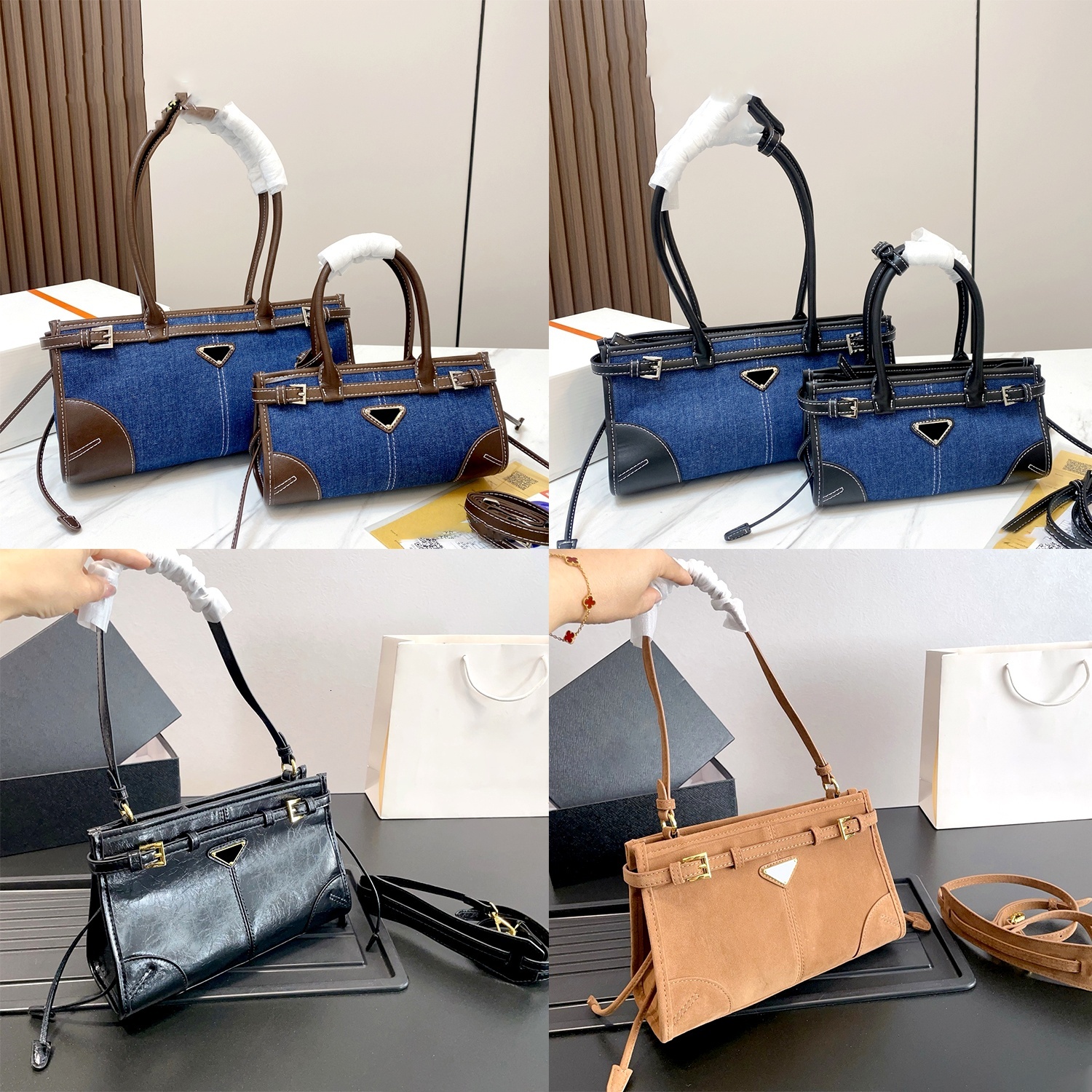 high quality Shoulder quilted Satchel Women crossbody Bag Gold Buckle Designer Tote big small Denim bonnie bag Suede Triangle Clutch luxurys Bags Ha