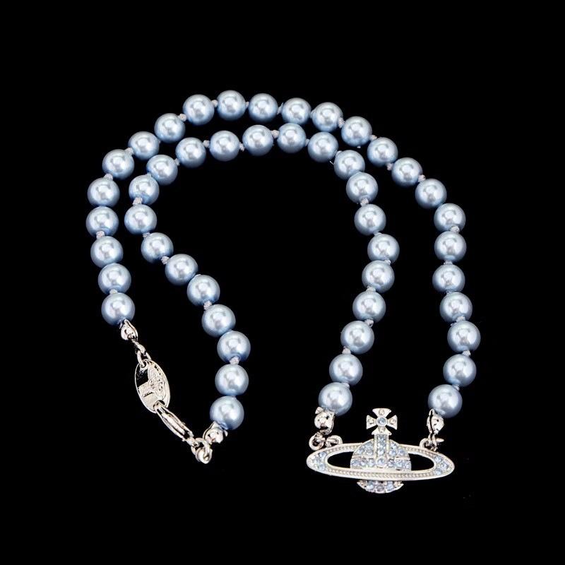 Collier de perles Saturn de luxe léger pour femmes, argent, or Rose, strass, chaîne de clavicule, bijoux polyvalents quotidiens, 41-50cm
