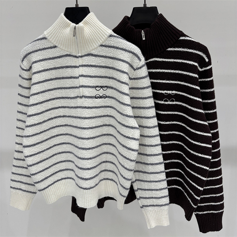Designer Woman Preppy Knit Cardigan Striped Embroidered Long Sleeve Shirt Autumn Winter Date Vacation Daily Casual Wear