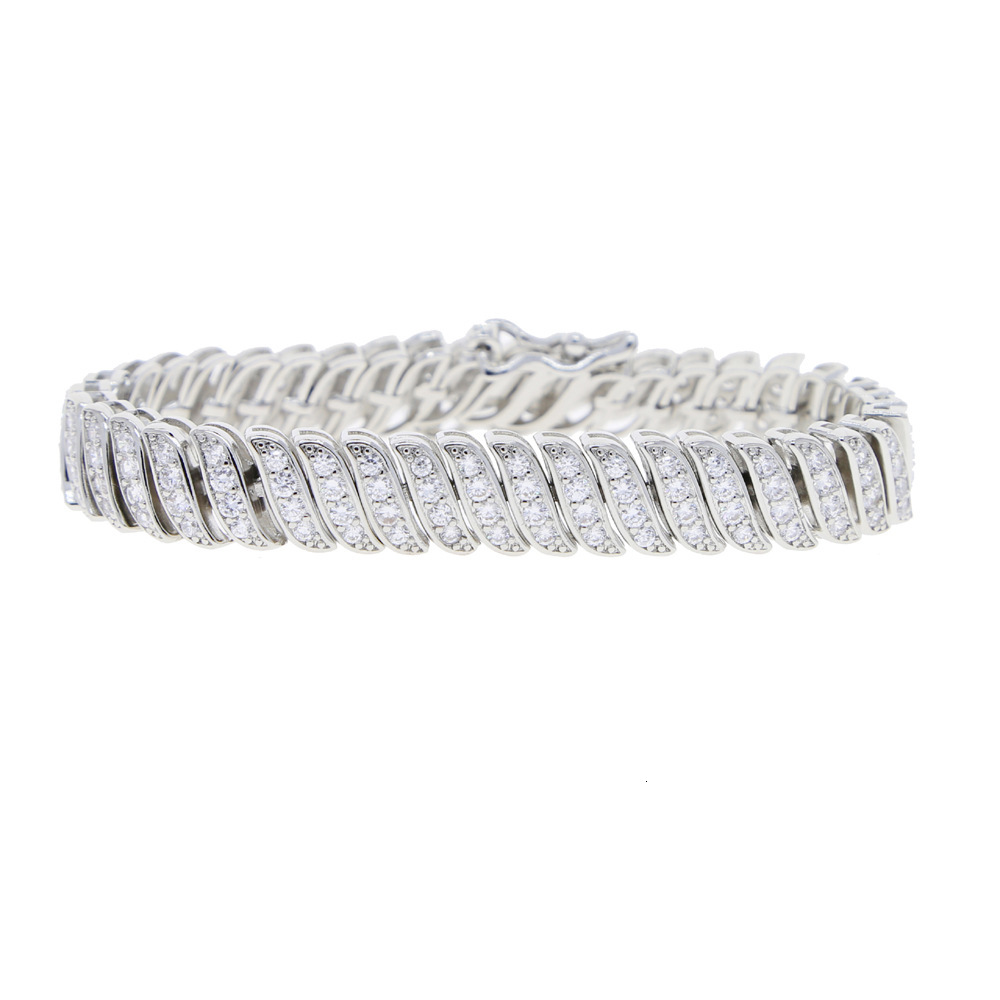 Men Women Luxury Stackable Tennis Bracelet, Wavy Link VVS Moissanite S925 Sterling Silver Bracelet Party Gift