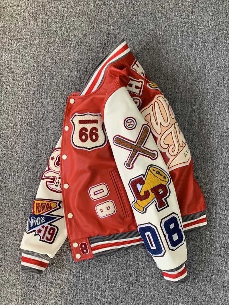 Leather Jacket Unisex Youth Baseball Style Soft Autumn Winter Coat Embroidered Loose Motorcycle Top for Men And Women T261019