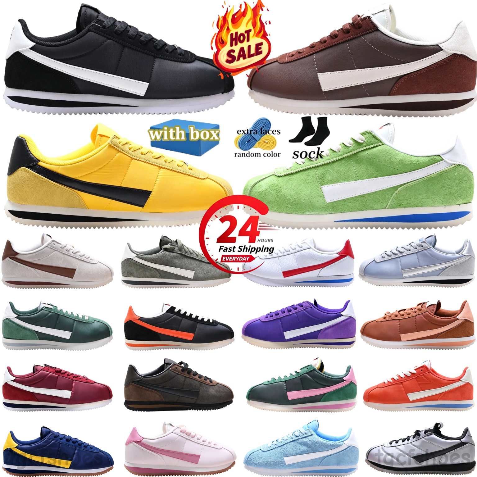 With box Designer Cortezs Running Shoes Men Women Nylon Leather Casual Shoes Classic Red Pink Foam ChlorophylI Psychic Blue Forrest Gump Fashion Men