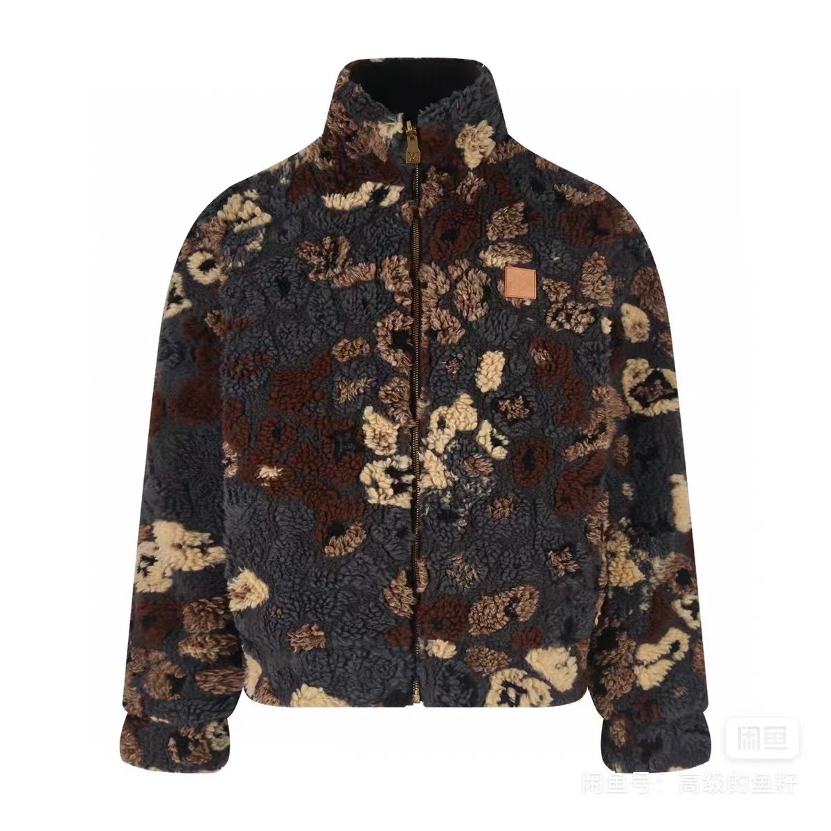 Designer Wollen jack met bloemen voor heren, opstaande kraag, rits, kleur bedrukt, warme wollen trui, damesjack, casual losse korte warme jas, straa