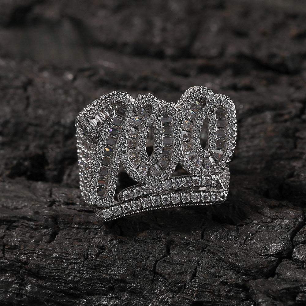 Hip Hop Creative New Copper Inlaid moissanite 100 Points Men's Out D VVS Diamond Trend Personalized Fashion Ring Luxury Luxury Iced Iced