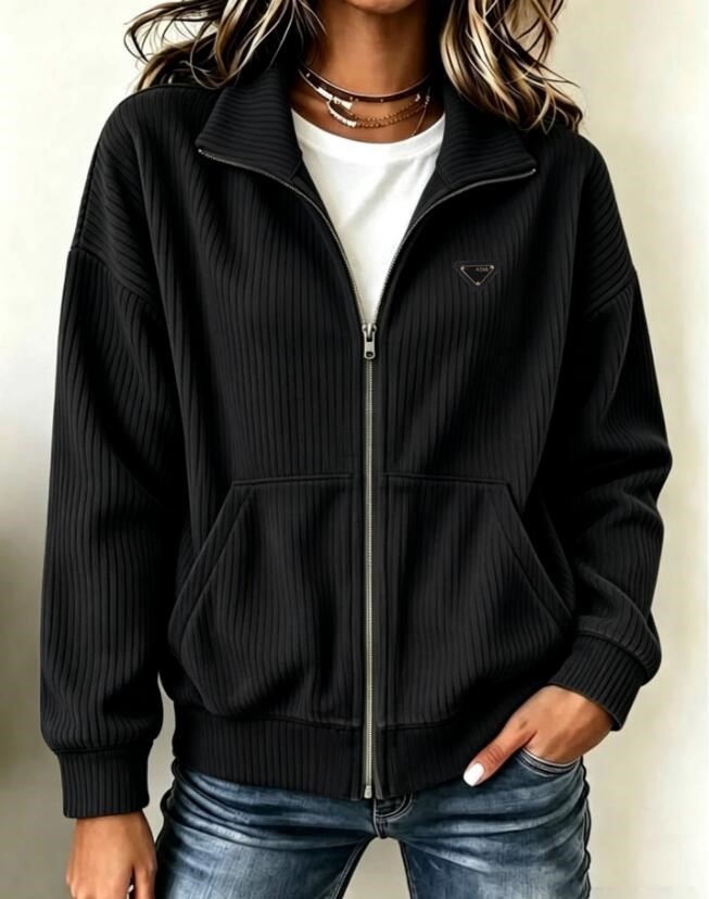 Women's Jackets Vintage Luxury Classic Windbreaker Loose designer Coats Corduroy casual zipper loose stand up collar jacket women's hoodie