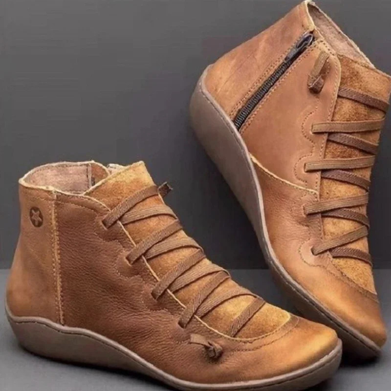 2025 for Women Lace Up Boots Snow Boots Woman Short Vintage Boots Mujer Botas Non-slip Shoes Socofy Chaussures Femmes 261019
