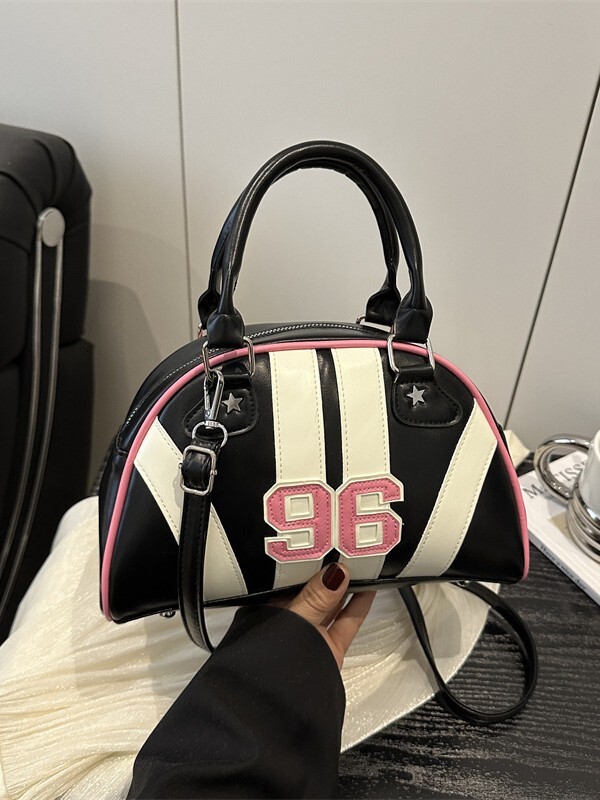 Luxury Brand Designer Bag Unique Design Women's Handbag, High-End Striped Color-Block Shoulder New Autumn Collection, Semi-Circular Underarm Ba