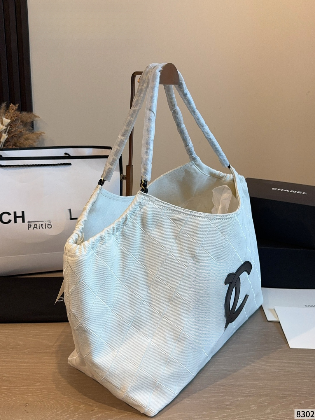 Designer Women Large Capacity Diamond Quilted Canvas Tote Bag, Big Logo Casual Shopping Shoulder Handbag, Summer Daily Travel Beach Purse