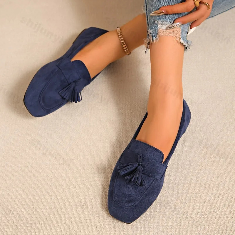 Woman's Flat Shoes Large Size Spring Fashion Square Toe Comfortable Soft Ballet Flats Simple Versatile Casual Slip on Shoes 261019