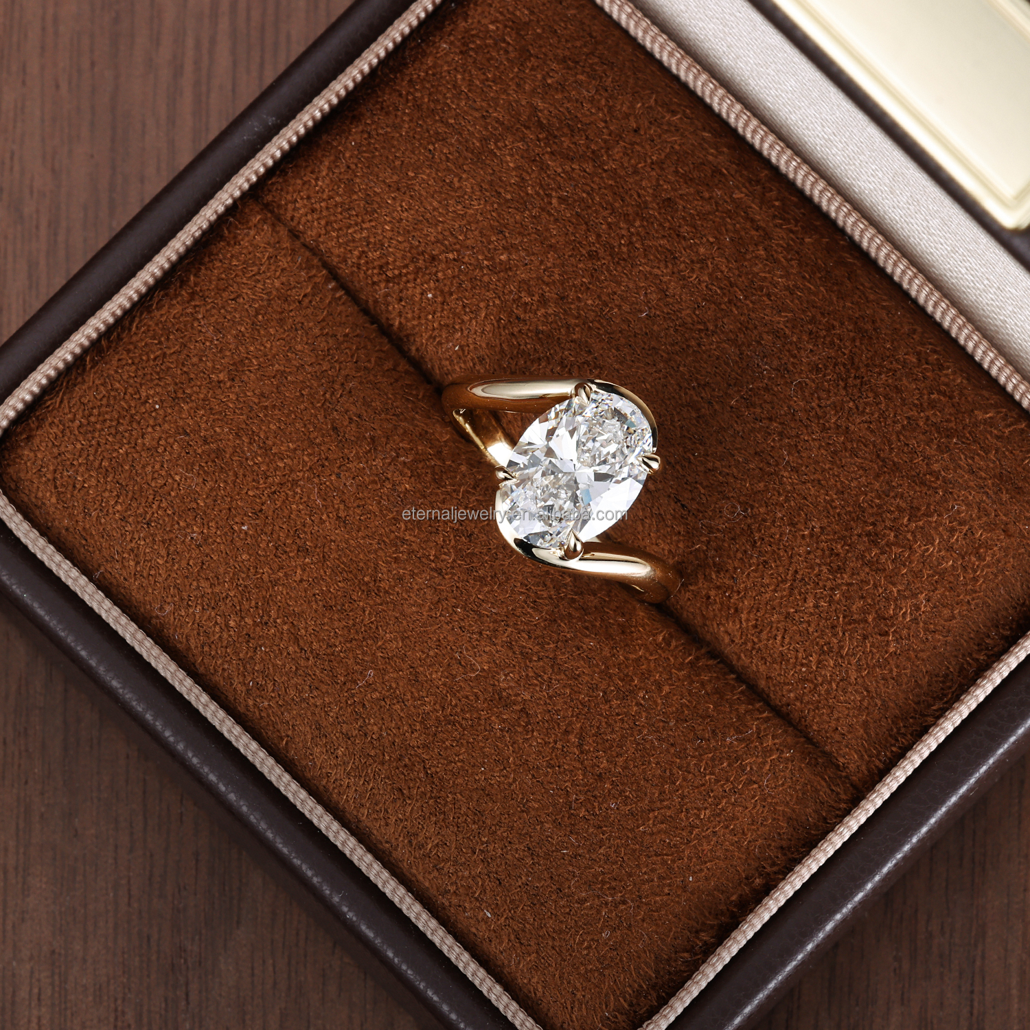 Eternal Women's Oval Cut Lab Grown Diamond DVVS 1-5CT Bypass Engagement Ring IGI CVD 10K-18K Solid Gold Factory Custom Jewelry