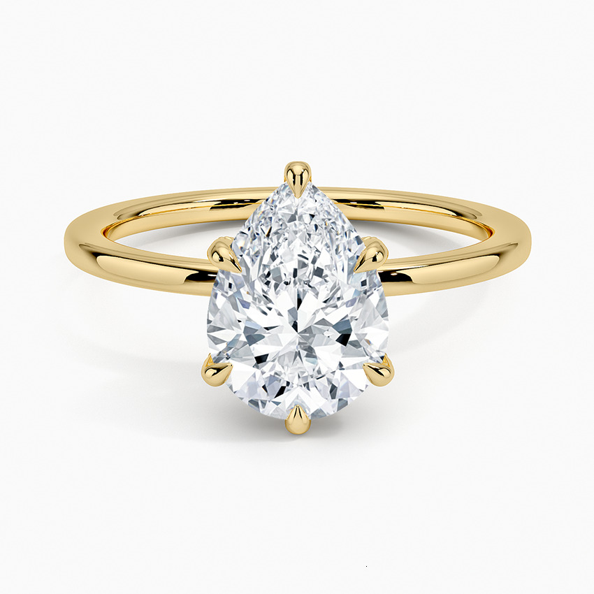 Pear Cut Moissanite Diamond 5 Prong Single Stone Romantic Propose Gift 925 Sterling Silver Ring