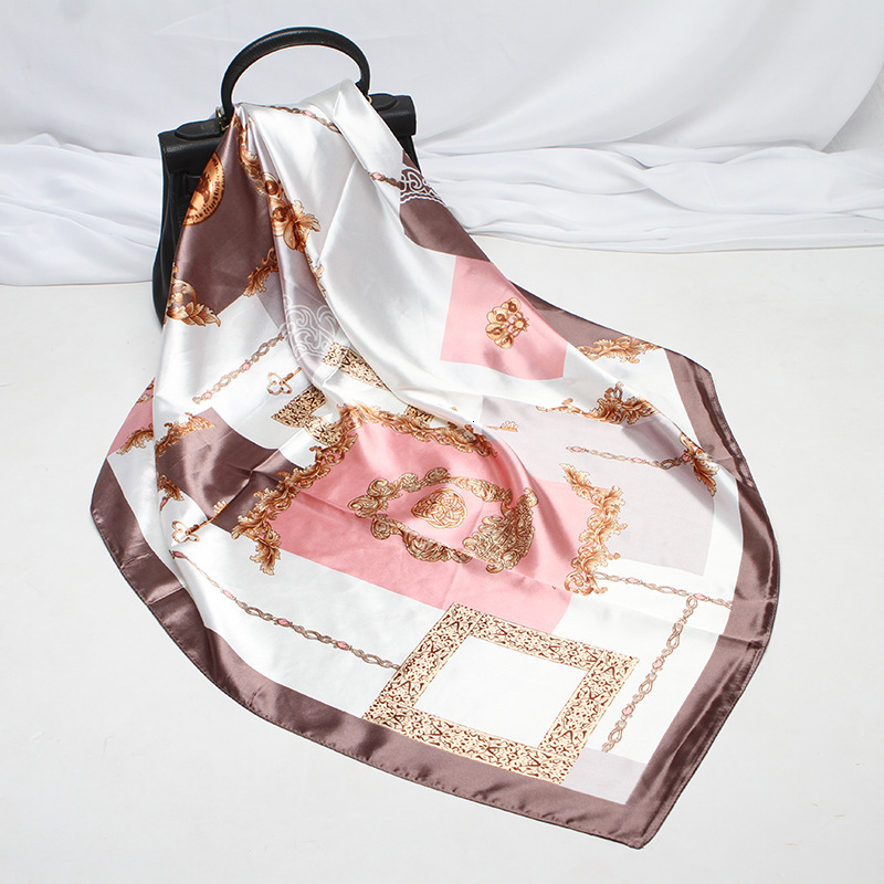 90cm satin custom new high-end square scarf for professional women, suitable for luxury designer scarves for travel