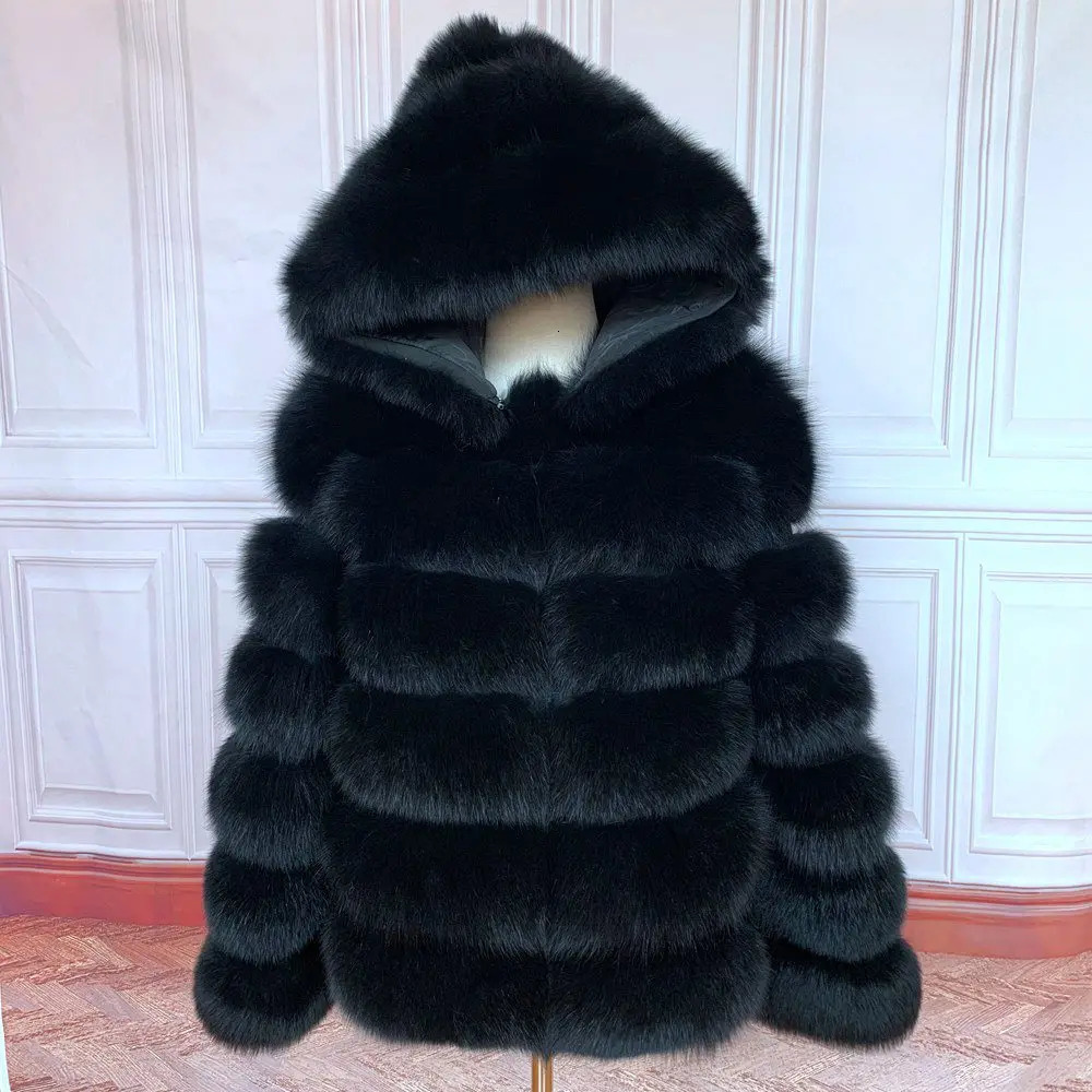 Fur Coat Womens Winter Coats Overcoat Female Fur Jackets For Women Long Sleeves Hood womans fur coats Fur Clothing 261019