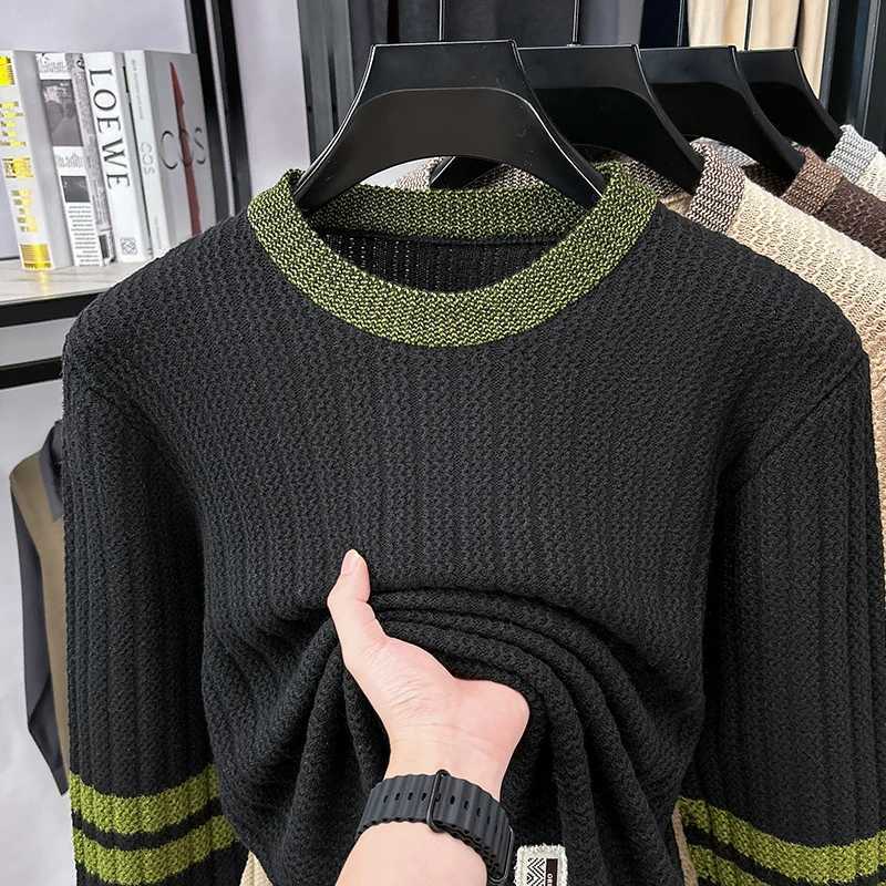 Knit High-grade Hot Sale Men's Sweater O-Neck Striped Wool Pullover Autumn Winter British Fashion Joint Casual Warm Men's Wear M261016