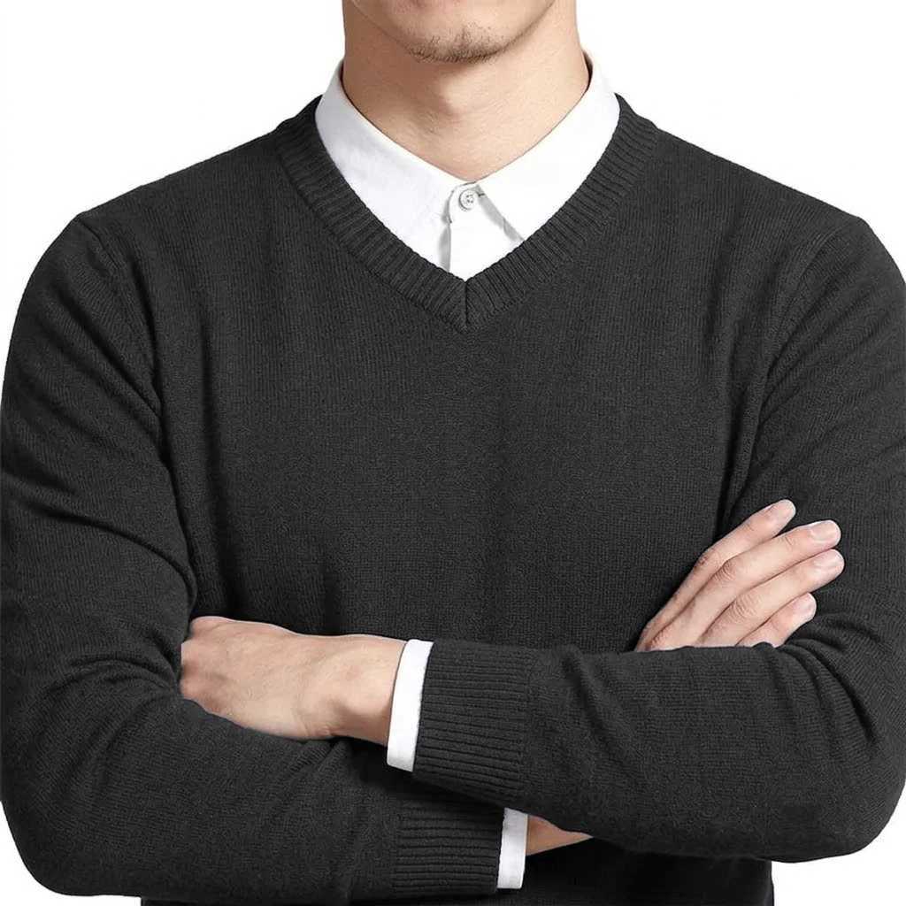 Winter Sweater Men's Knitted V-Neck Pullover Casual Warm Lightweight Y2K Knitwear Jumper T-shirts for Men Business Tshirt M261016
