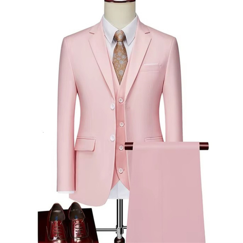 Mens 3 Piece Slim Fit Business Casual SuitBlazer Vest Pants SetWrinkleResistantWedding Groom Suit 261019