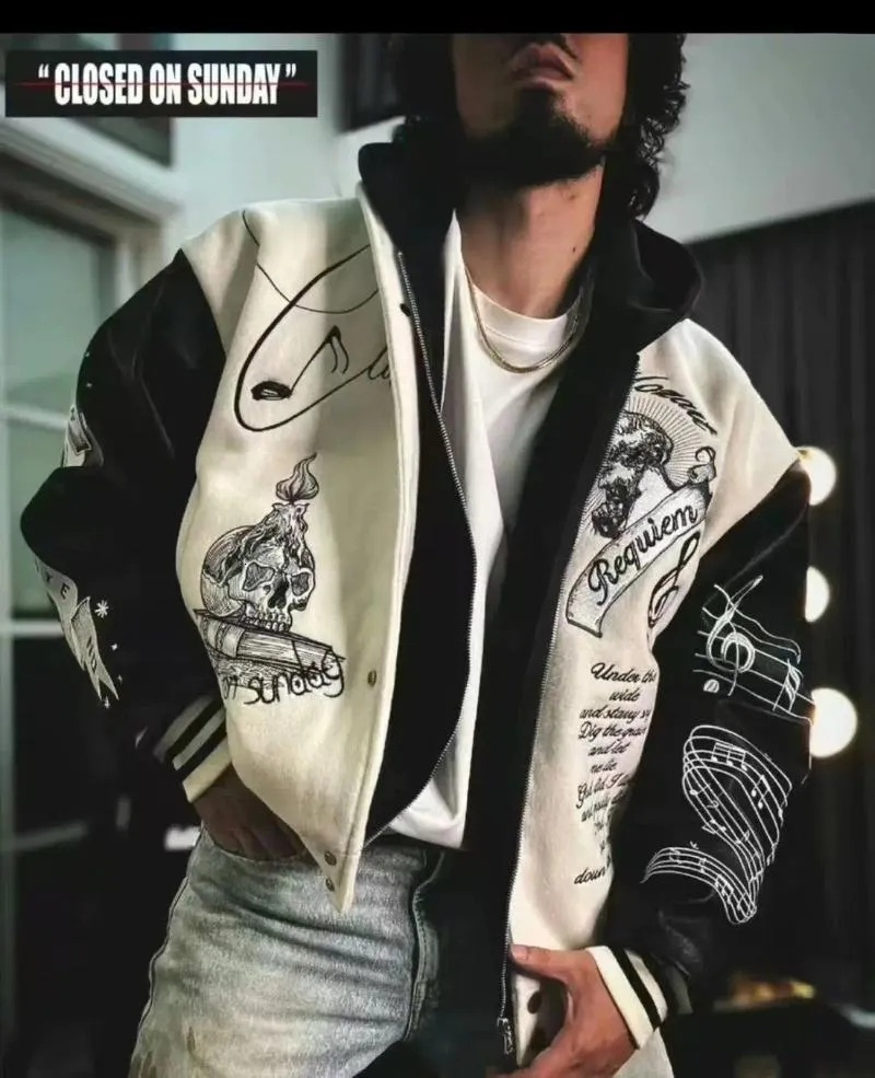 Men's Jackets Embroidery Varsity Jacket Men PU Leather Sleeves Oversized Bomber Women Baseball Coats Streetwear Clothing