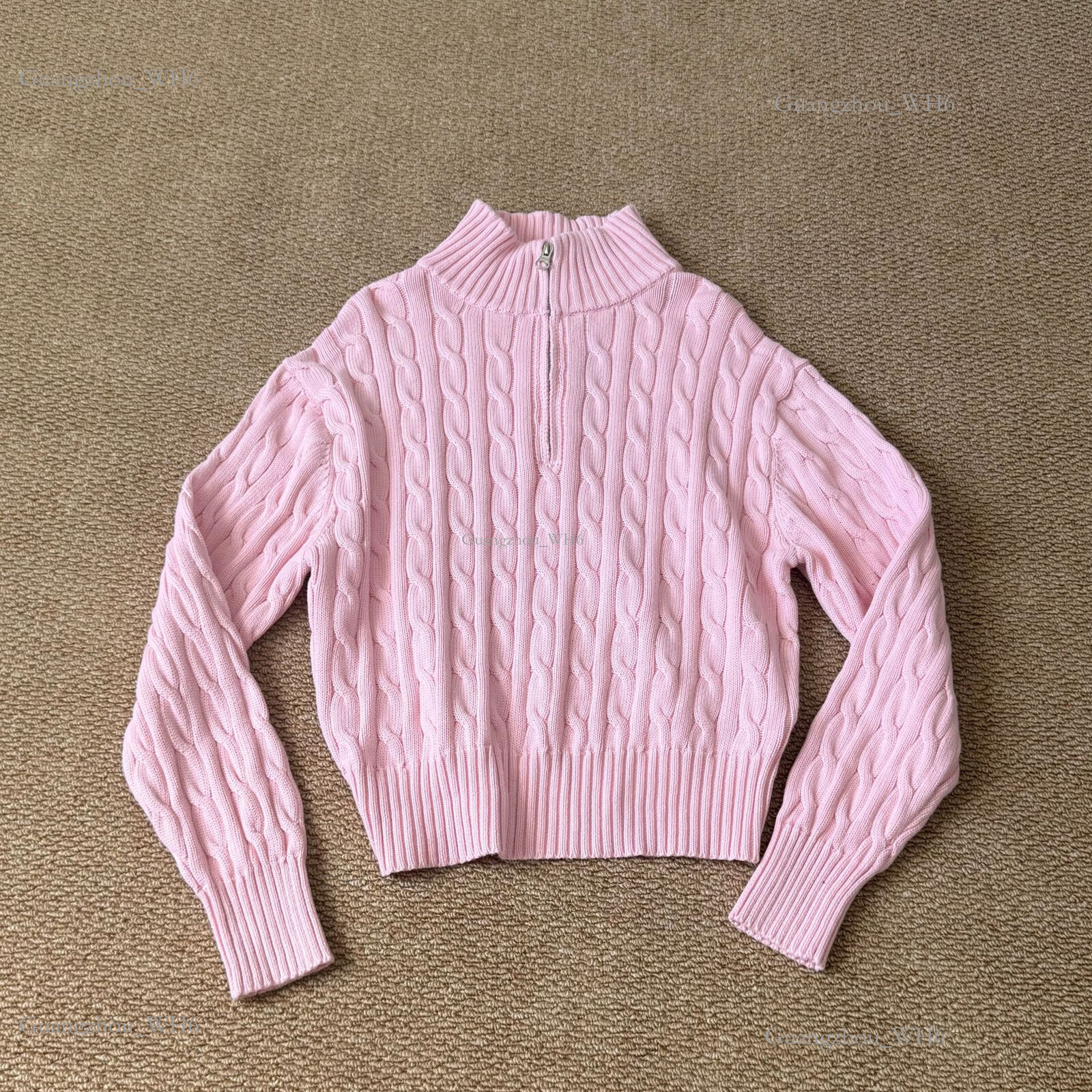 designer sweater women sweater Polo Sweater High Quality Winter knitted sweater half-zip short-style polo shirt stand-up collar women's best-se