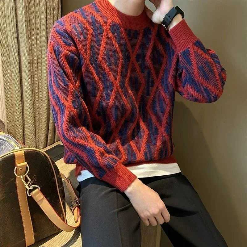 Long Thick Men's Knit Sweater Slve Loose Fit Knitwear Harajuku Vintage Clothing Deals 2025 Y2k Casual Pullovers Male M261016