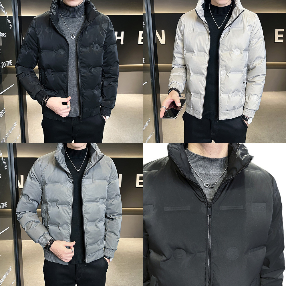 Men's Winter Short Down Jacket Korean Style Trendy Youth Fashion Casual Stand Collar White Duck Down Winter Coat Plus Size Outerwear