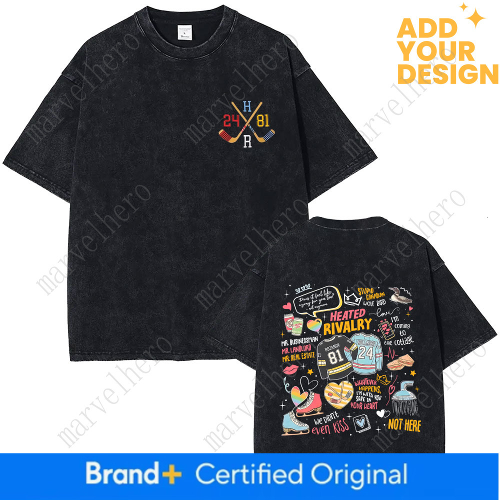 Heated Rivalry Shane Hollander Ilya Rozanov Hollanov Washed Vintage T Shirt Men Women Fashion Oversized T Shirts Streetwear