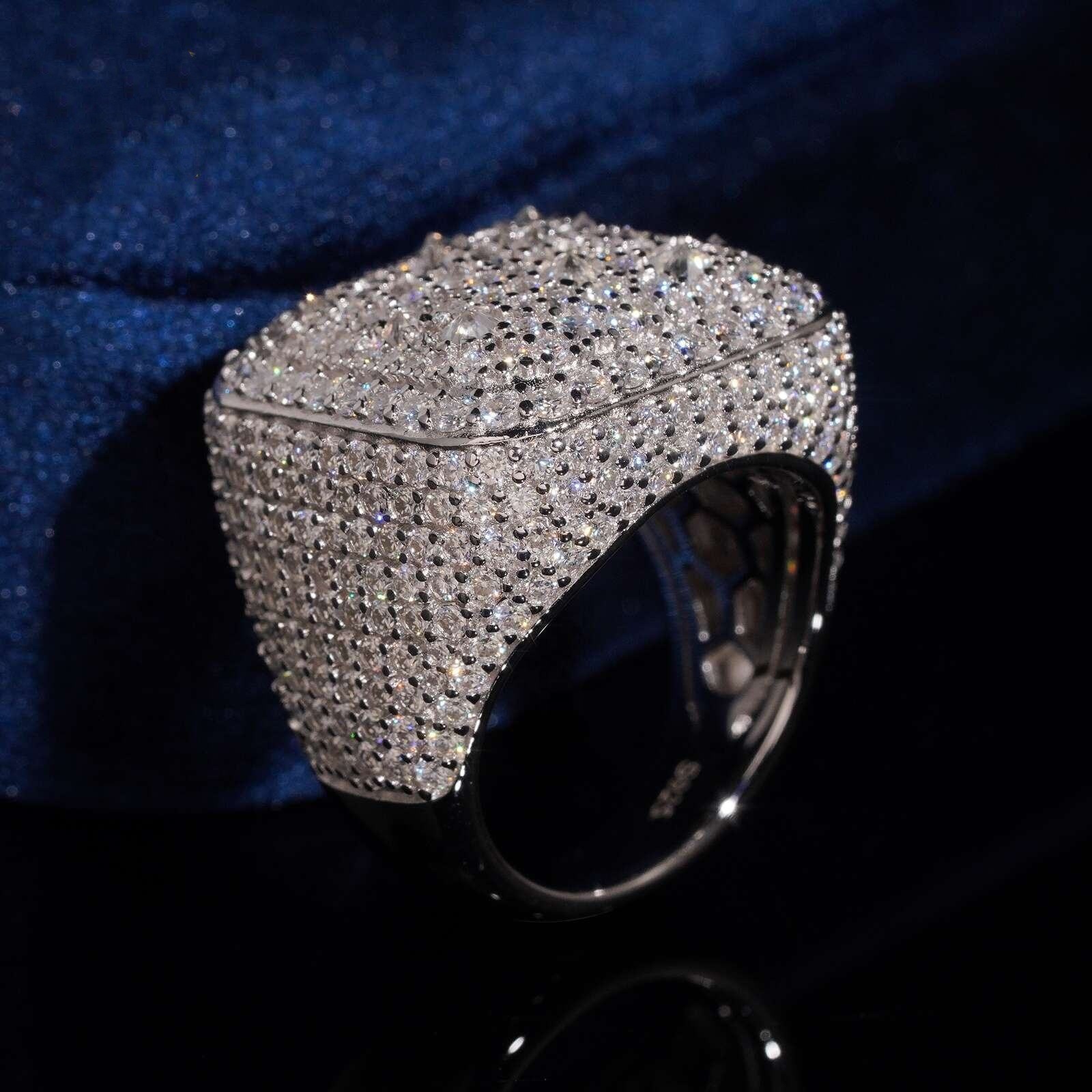 New Fashion Luxury Men Women Moissanite Ring Top Quality 925 Sterling Silver GRA VVS Moissanite Square Ring Hip Hop Jewelry Nice Gift Size 8-10