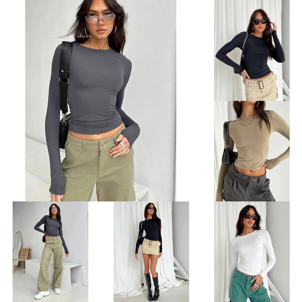 Fashion Women Casual Long Sleeve T Shirts Spring Autumn Solid Slim Fit Pullovers Tees Shirts Female Streetwear Base Casual