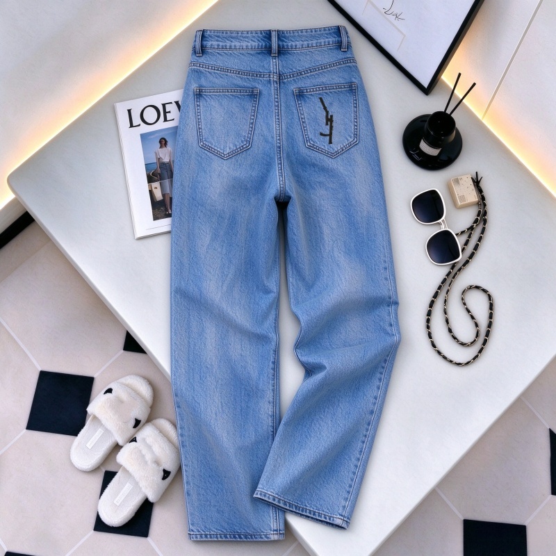 luxury jeans women High Waisted Vintage Light Wash Straight Leg Jeans Stretch Denim Pants Womens Trousers with Pockets Street Outfit for Daily Stree