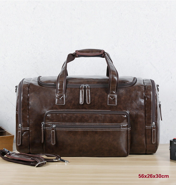 Men Women Travel Duffle Bag Large Capacity Business Men Travel Handbags Retro PU Leather Travel Luggage Pack Outdoor Shoulder Travel Bag For Male du