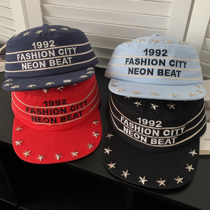 Luxury Cap Brand Designer Hat Luxury Cap Brand Designer Hat Luxury Cap Brand Designer Hat 2026 Spring/Summer New Retro Flat-Top Cap For Women, Embro