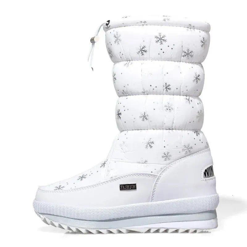 Designer Snow Boots Very Warmly Waterproof Women Winter Shoes Warm Plush Mid Non-slip Platform Female Middle Boot