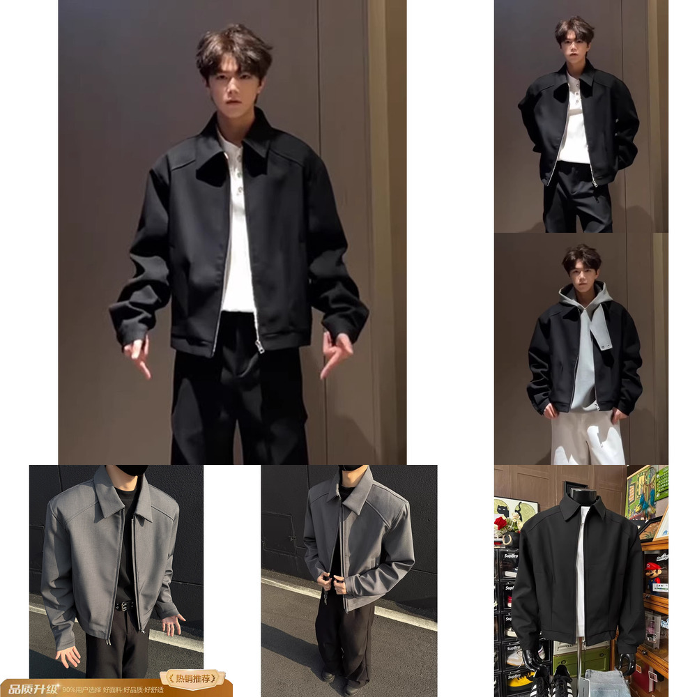 American high street cleanfit padded shoulder jacket for men, short style for autumn and spring, with a high-end, cool and stylish boxy executive lo