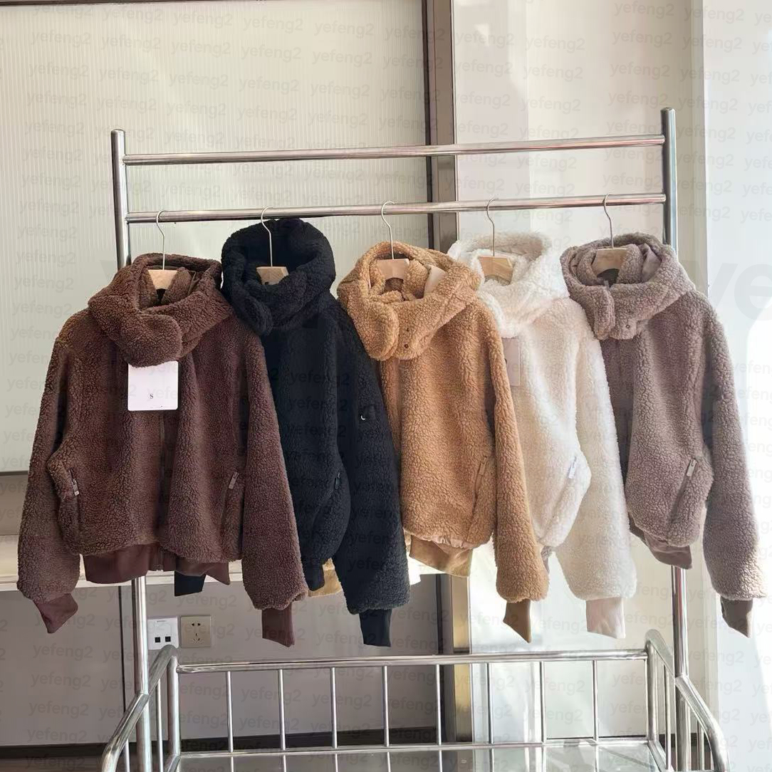 Women hooded zipper jacket Fuzzy Thick Fleece Warm puffer jacket A/0 Oversized Cropped LA Casual