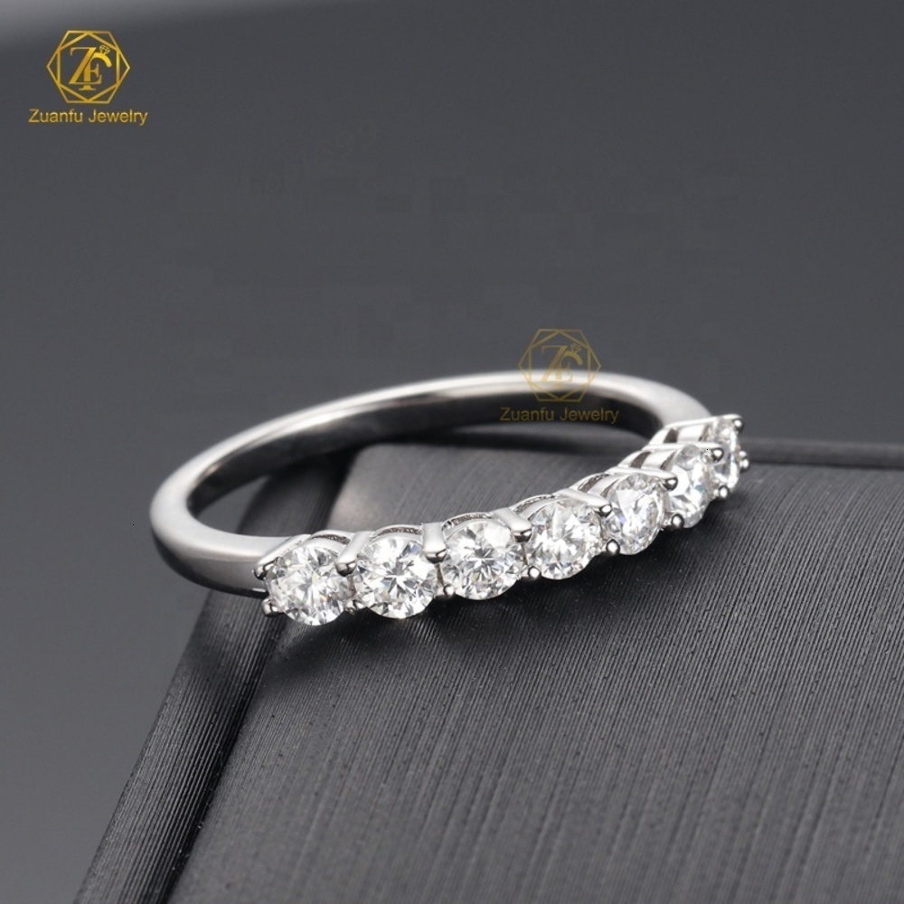 18K Solid Gold Lab Grown Diamond Round Brilliant Cut Classic Custom Women's Half Eternity Engagement Ring