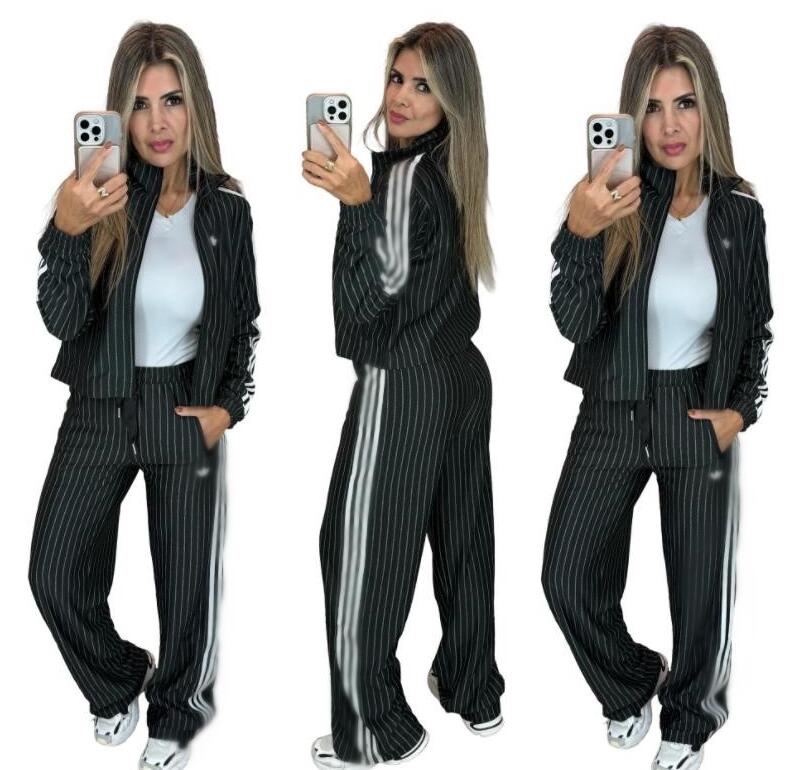 Designer Tracksuit Luxury long sleeve stripes coat women zipper coat sportswear two piece suit high quality jogging 2 Piece Set