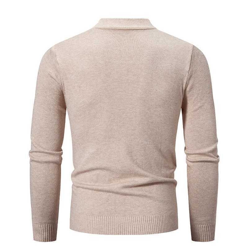 Half Autumn Men's New Sweater High Neck Basic Solid Color Casual Versatile Round Neck Knit with Slim Fit Elastic Sweater Inside M261016