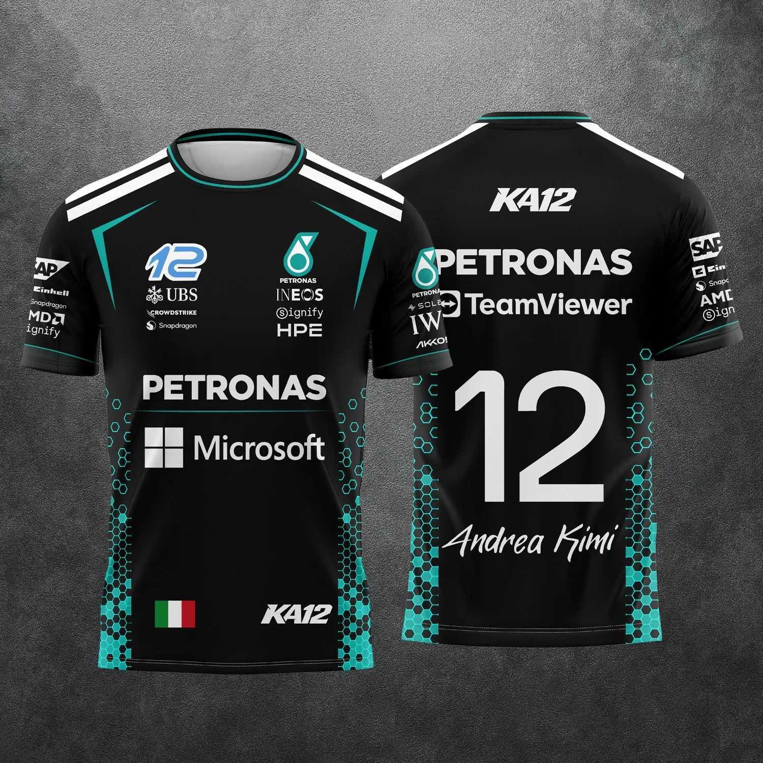 2026 New Kimi Antonelli and George Russell Racing Fans Men's T-Shirt Summer Short-Sleeve Tee Sportswear 2026 New Fashionable Top T261019