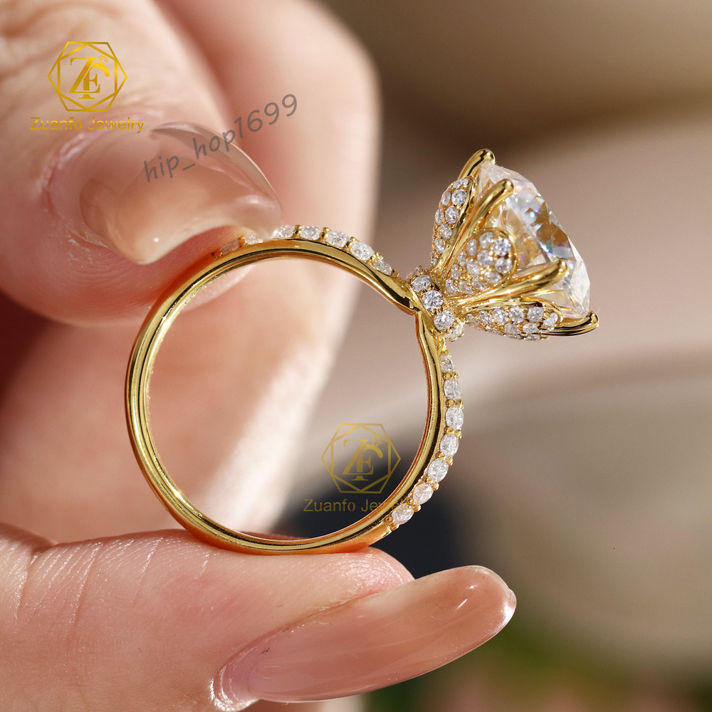 Wedding Gifts Round Brilliant Mossanite Jewelry Women Real Gold 10K 14K 18K VVS Lab Created Moissanite Diamond Engagement Rings