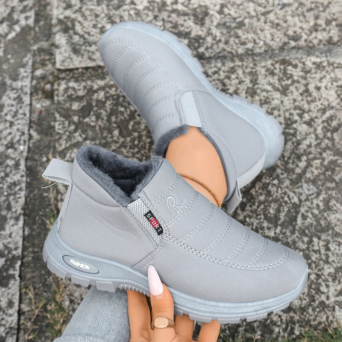 Women Winter Warm Fleece Lined Ankle Boots Slip On Waterproof Snow Boots Comfort Non Slip Platform Walking Shoes Casual Outdoor 261019