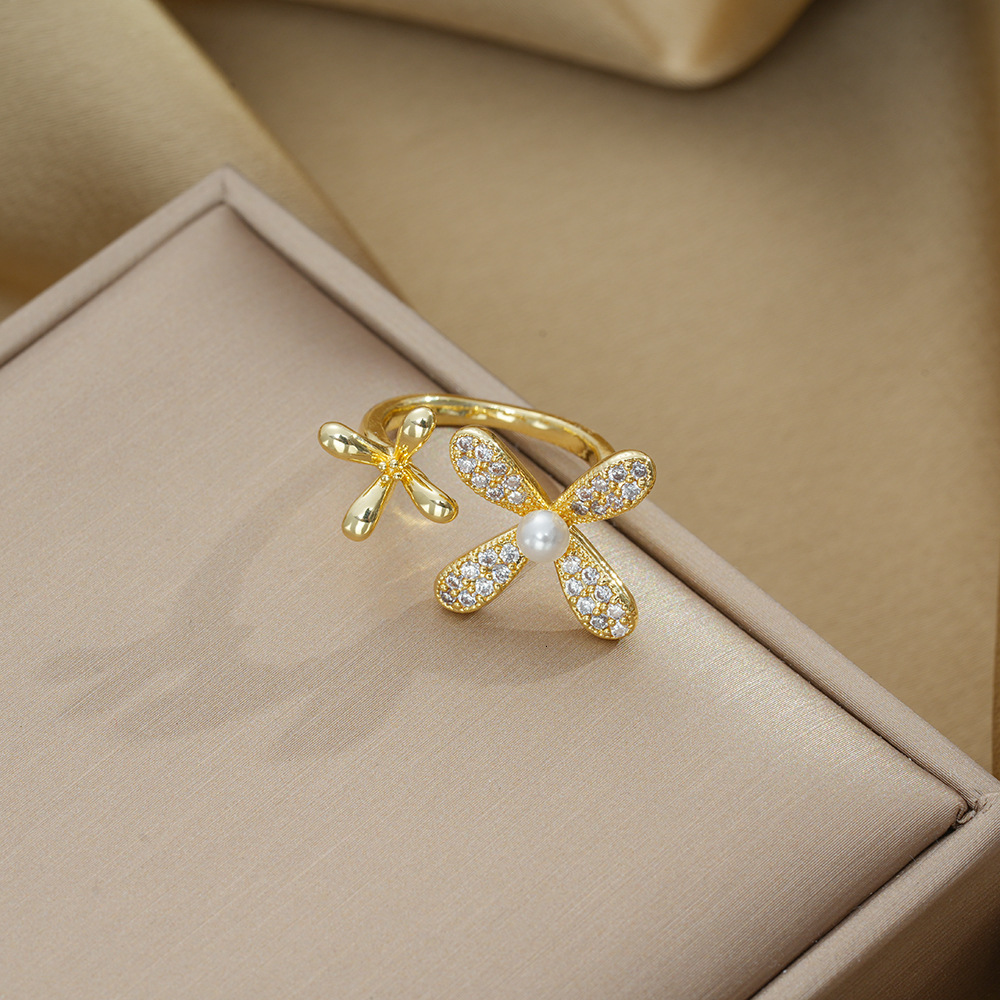 Luxury Elegant Dainty Jewelry Luxury Brand Designer Jewelry Gold-Plated Copper New European And American Style Women's Open With Zircon, New Fl