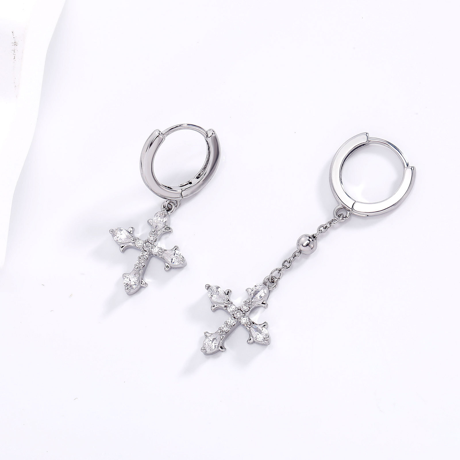 Luxury Iced European American Real 18K 14K 10K moissanite Inlaid Long Short Cross for Men Out D VVS Diamond and Women, Unique Earrings, Hot-Selling