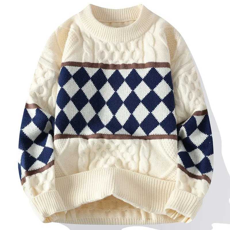 Fashion New Autumn Trend Winter Printed Thickened Warm Knitted Sweater Men's Casual Loose High Quty Knit Pullovers M261016