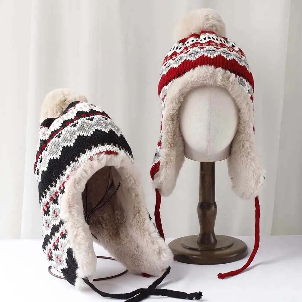 Beanie/Skull Caps Winter Warm Bomber Hat Thermal Knitted Thick Fleece Earflap Hat Plush Windproof Women Winter Outdoor Travel Hiking Ski Hat Q261017